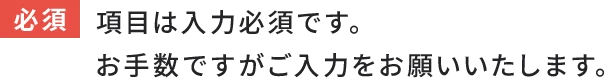 必須項目は入力必須です。お手数ですがご入力をお願いいたします。