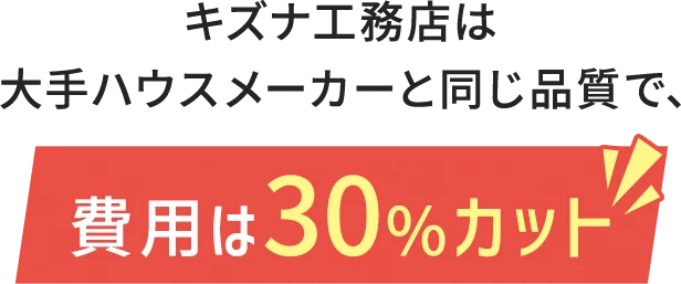 キズナ工務店は大手ハウスメーカーと同じ品質で、費用は30%カット