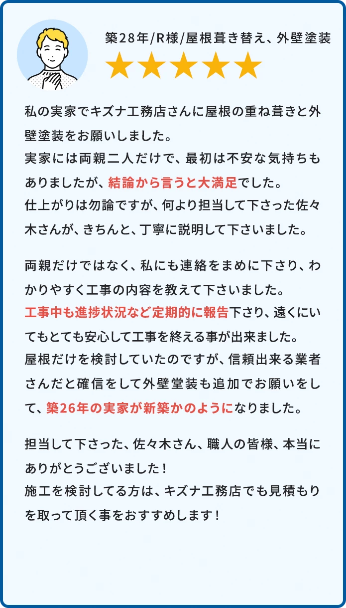 築28年/R様/屋根葺き替え、外壁塗装 ★5