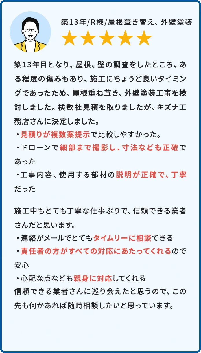 築13年/R様/屋根葺き替え、外壁塗装 ★5